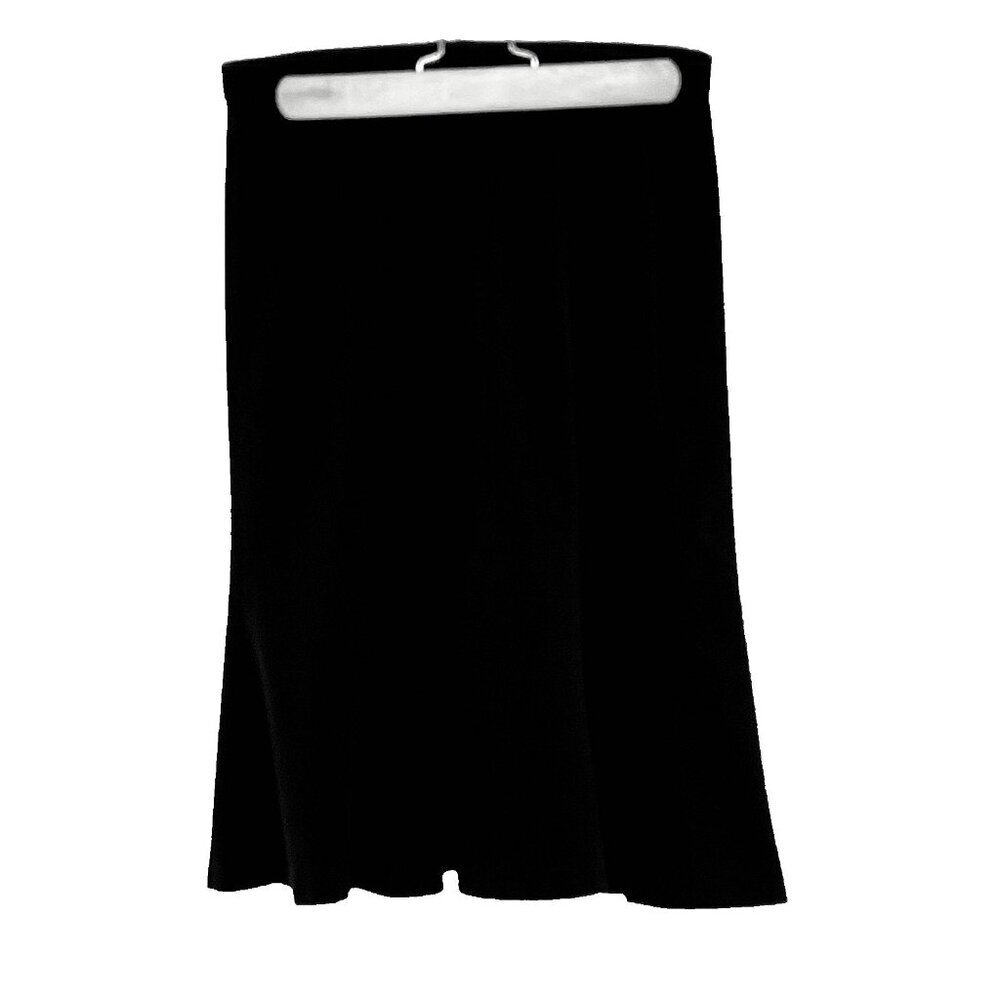 Womens Flared Trumpet Midi Skirt sz 4P Preppy Academia Career Stretch Black